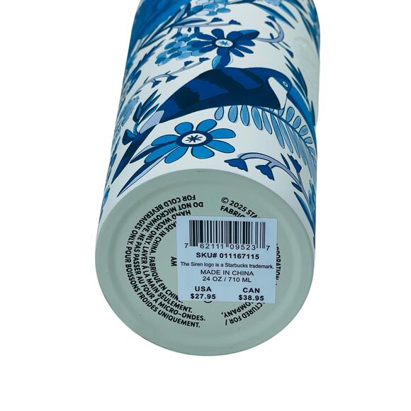 NWT Starbucks x Farm Rio Lenco Azulejo Blue White Stainless Steel Tumbler 24 oz - Picture 8 of 8